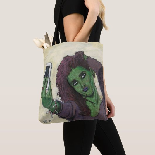Goblin Meisje Mobiele Telefoon Selfie Grafische Ca Tote Bag (Dichtbij)