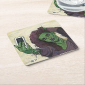 Goblin Meisje Mobiele Telefoon Selfie Papier Onder Kartonnen Onderzetters (Schuin)