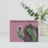 Goblin Meisje Telefoon Selfie Fantasy Art Briefkaa Briefkaart (Staand voorkant)