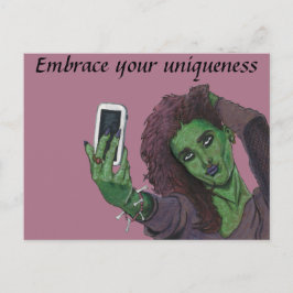 Goblin Meisje Telefoon Selfie Fantasy Art Briefkaa Briefkaart