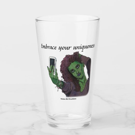 Goblin Meisje Telefoon Selfie Fantasy Drink Glas (Voorkant)