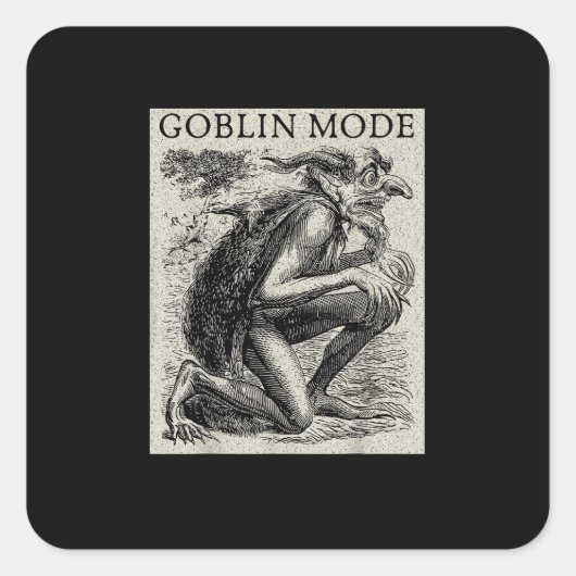 Goblin Mode Goblincore Fairycore Middeleeuwse Grun Vierkante Sticker (Voorkant)