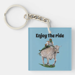 Goblin Rider Ox Racer Fantasy Art Sleutelhanger