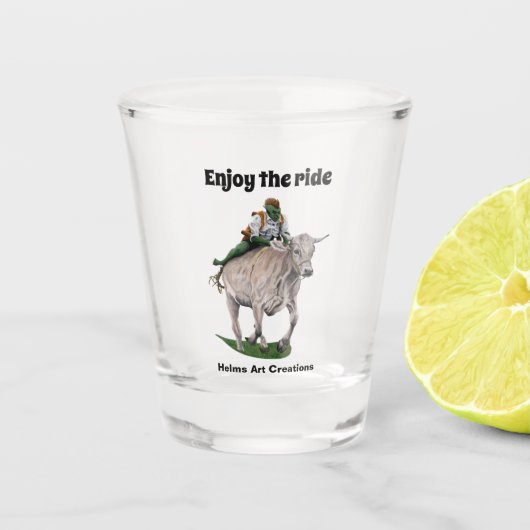 Goblin Rider Ox Racing Fantasy Art Shot Glass Glas (Voorkant)