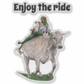 Goblin Rider Ox Racing Fantasy Art Sticker (Voorkant)