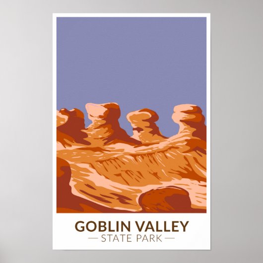 Goblin Valley State Park Utah Retro Poster (Voorkant)