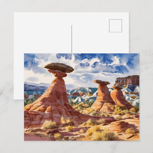 Goblin Valley State Park, Waterverf schilderkunst Briefkaart (Voorkant / Achterkant)