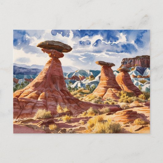 Goblin Valley State Park, Waterverf schilderkunst Briefkaart (Voorkant)