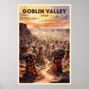 Goblin Valley Utah Reisposter uit het verleden Poster