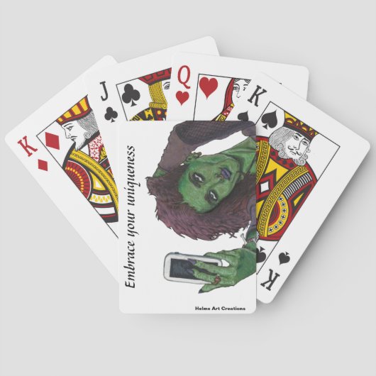 Goblin Vrouw Telefoon Selfie Fantasy Art Kaarten (Achterkant)