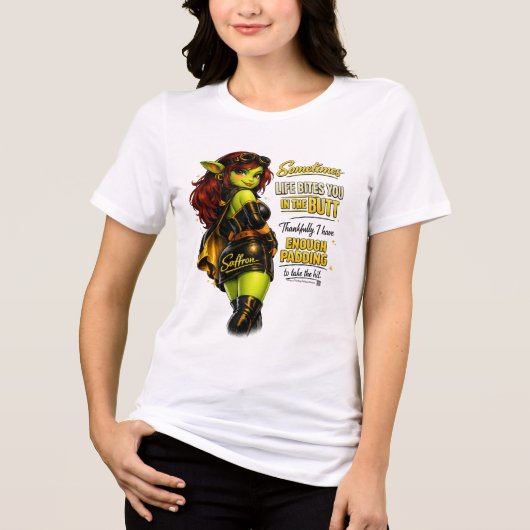Goblinantics™ — Saffron™: Leven Bijt Tri-Blend Shirt (Voorkant)