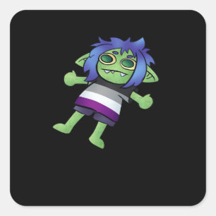 Goblincore Aseksuele Pride Goblin Klassieker Vierkante Sticker