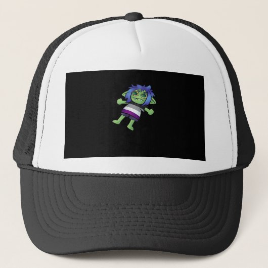 Goblincore Asexual Pride Goblin Classic Trucker Pet (Voorkant)