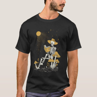 Goblincore Cottagecore Skelet Maanfase Paddenstoel T-shirt