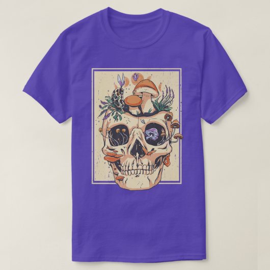 Goblincore Flowers Skeleton Natur T-shirt (Design voorkant)