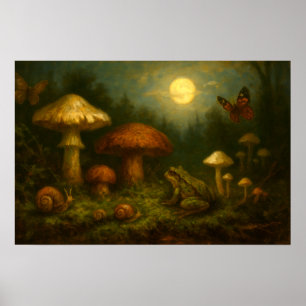 Goblincore Paddenstoelen, Slakken & Kikker in het Poster