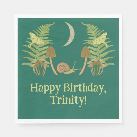 Goblincore Slak en paddenstoelen gepersonaliseerd Servet (Voorkant)