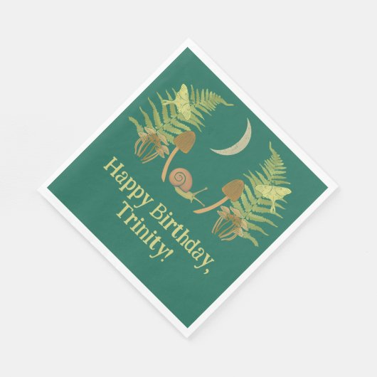 Goblincore Slak en paddenstoelen gepersonaliseerd Servet (Hoek)