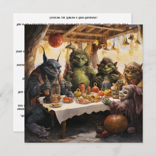 👻🍽️ "Goblins & Grub Gathering"! 🍽️👻 Halloween Kaart (Voorkant / Achterkant)