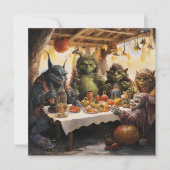 👻🍽️ "Goblins & Grub Gathering"! 🍽️👻 Halloween Kaart (Voorkant)