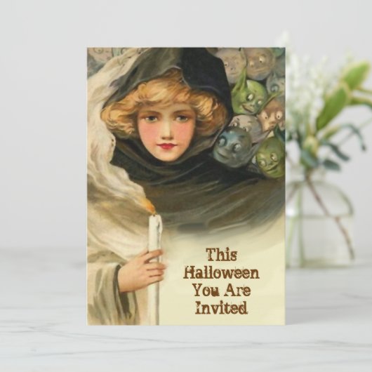 Goblins Peeking  uitnodiging van Halloween Party (Staand voorkant)