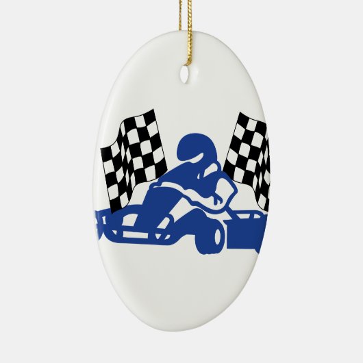 GoCart Racing Flags Keramisch Ornament (Rechts)