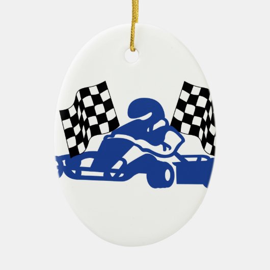 GoCart Racing Flags Keramisch Ornament (Voorkant)