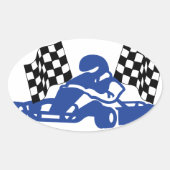 GoCart Racing Flags Ovale Sticker (Voorkant)