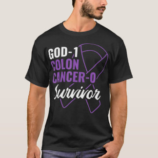 God 1 Colon Cancer 0 Colon Cancer Awareness Cancer T-shirt