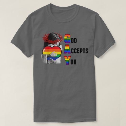 God accepteert u Christelijke Rainbow LGBTQ Gay Pr T-shirt (Design voorkant)