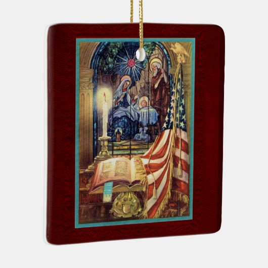 God and Country Patriotic Christmas Keramisch Ornament (Rechts)