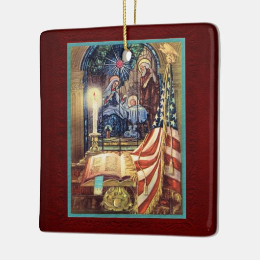 God and Country Patriotic Christmas Keramisch Ornament (Links)