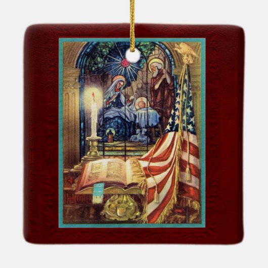 God and Country Patriotic Christmas Keramisch Ornament (Achterkant)