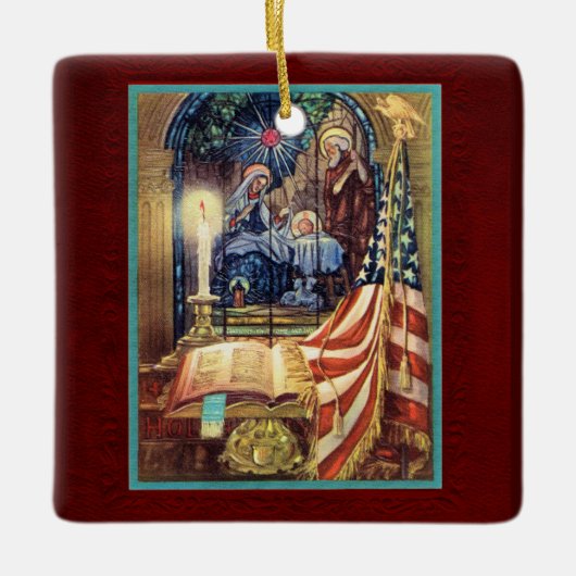 God and Country Patriotic Christmas Keramisch Ornament (Voorkant)