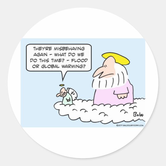 god angel flood opwarming van de aarde ronde sticker (Voorkant)
