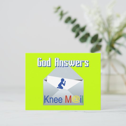 God Answers Knee Mail Gift Briefkaart (Staand voorkant)