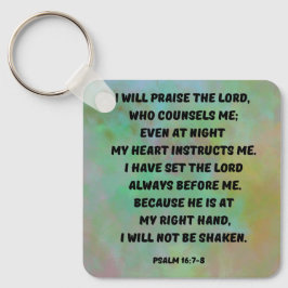God begeleidt en beschermt me Psalm16:7-8 Bijbelve Sleutelhanger