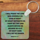 God begeleidt en beschermt me Psalm16:7-8 Bijbelve Sleutelhanger (Achterkant)