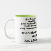 "God beloofde Man" Funny Mug Tweekleurige Koffiemok (Links)
