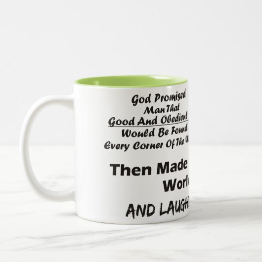 "God beloofde Man" Funny Mug Tweekleurige Koffiemok (Links)