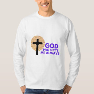 God beschermt me altijd met een T-shirt