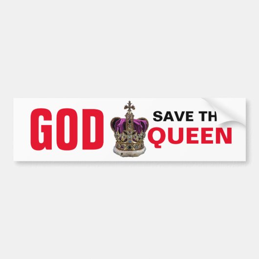 GOD BESPAAR DE KONINGIN Elizabeth II Bumpersticker (Voorkant)