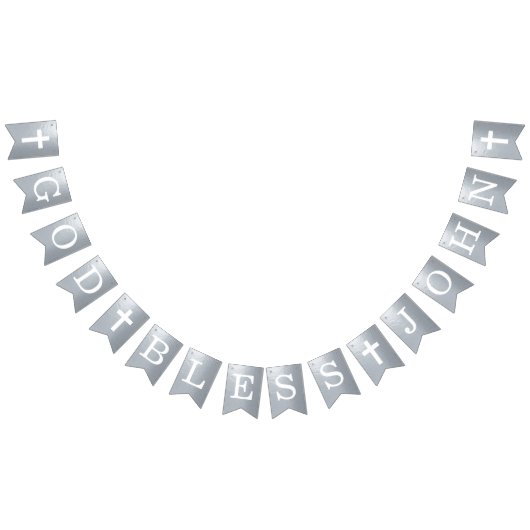 God Bless 4 Letters Naam Zilver Doopsel Communie Vlaggetjes (Alle)