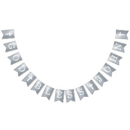 God Bless 4 Letters Name Silver Baptism Communemen Vlaggetjes