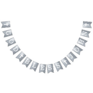 God Bless 4 Letters Name Silver Baptism Communemen Vlaggetjes