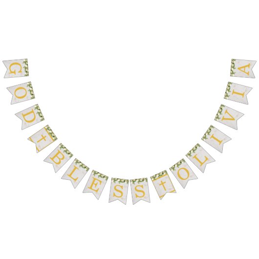 God Bless 6 brieven Floral Calla doop communie Vlaggetjes (Alle)