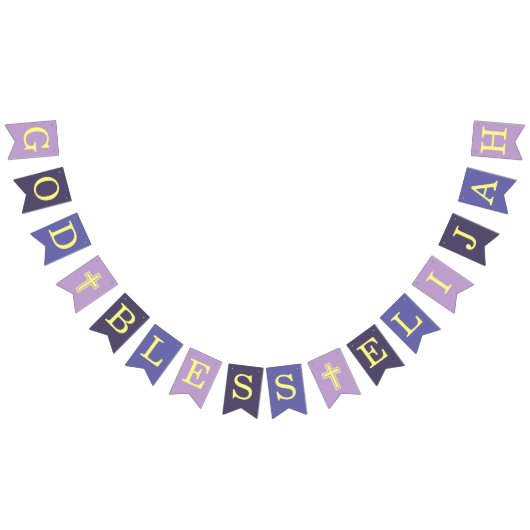 God Bless 6 Letters Boy Paars Baptisme Communautei Vlaggetjes (Alle)