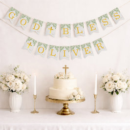 God Bless 6 Letters Loofwerk Goud Doop Eucharistie Vlaggetjes