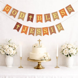 God Bless 6 Letters Neutraal Doop Bevestiging Vlaggetjes