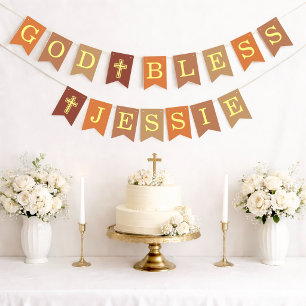 God Bless 6 Letters Neutraal Doop Bevestiging Vlaggetjes